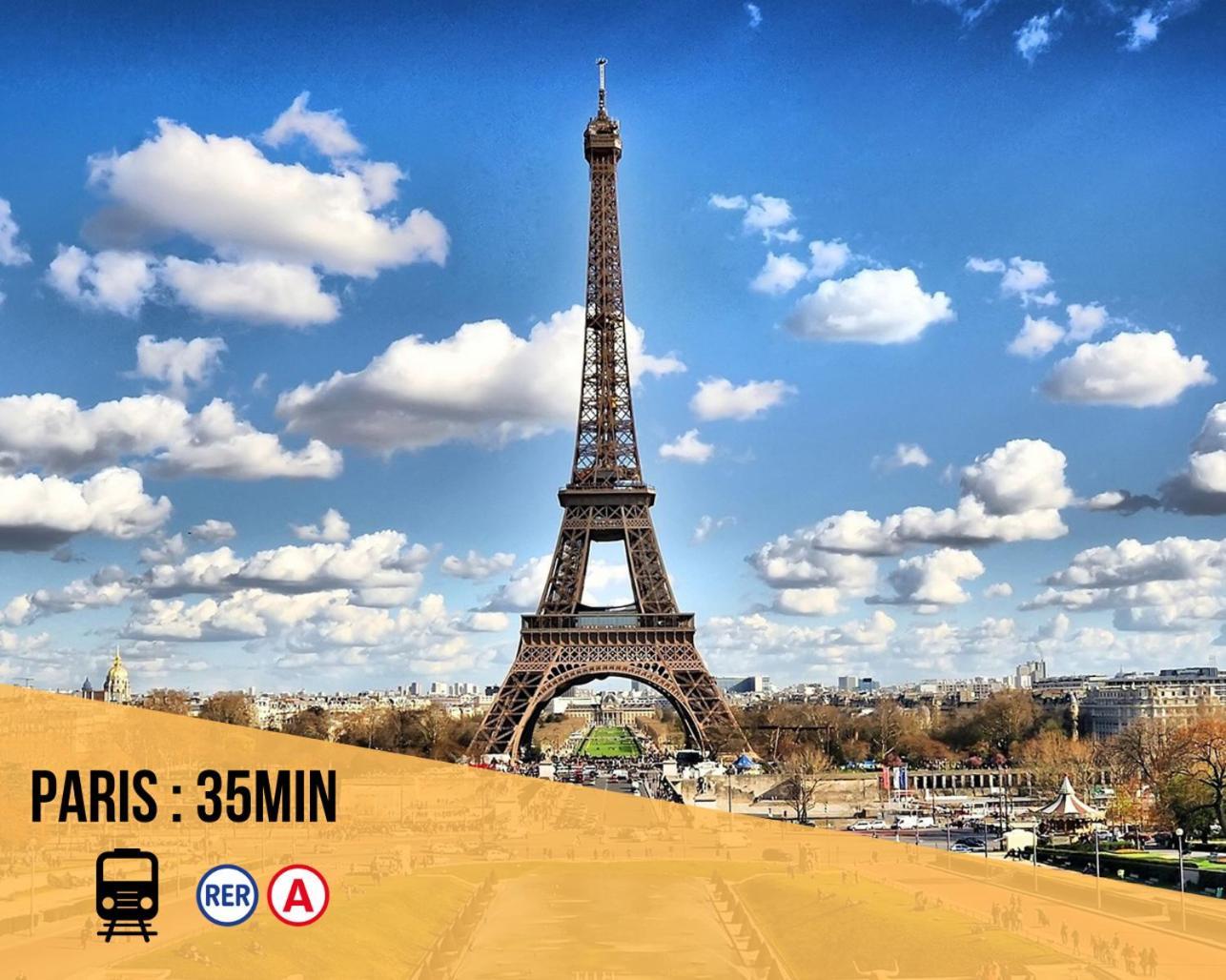 L Eiffel Disney 5Min Paris 35Min Parking Terrasse Serris Exterior foto